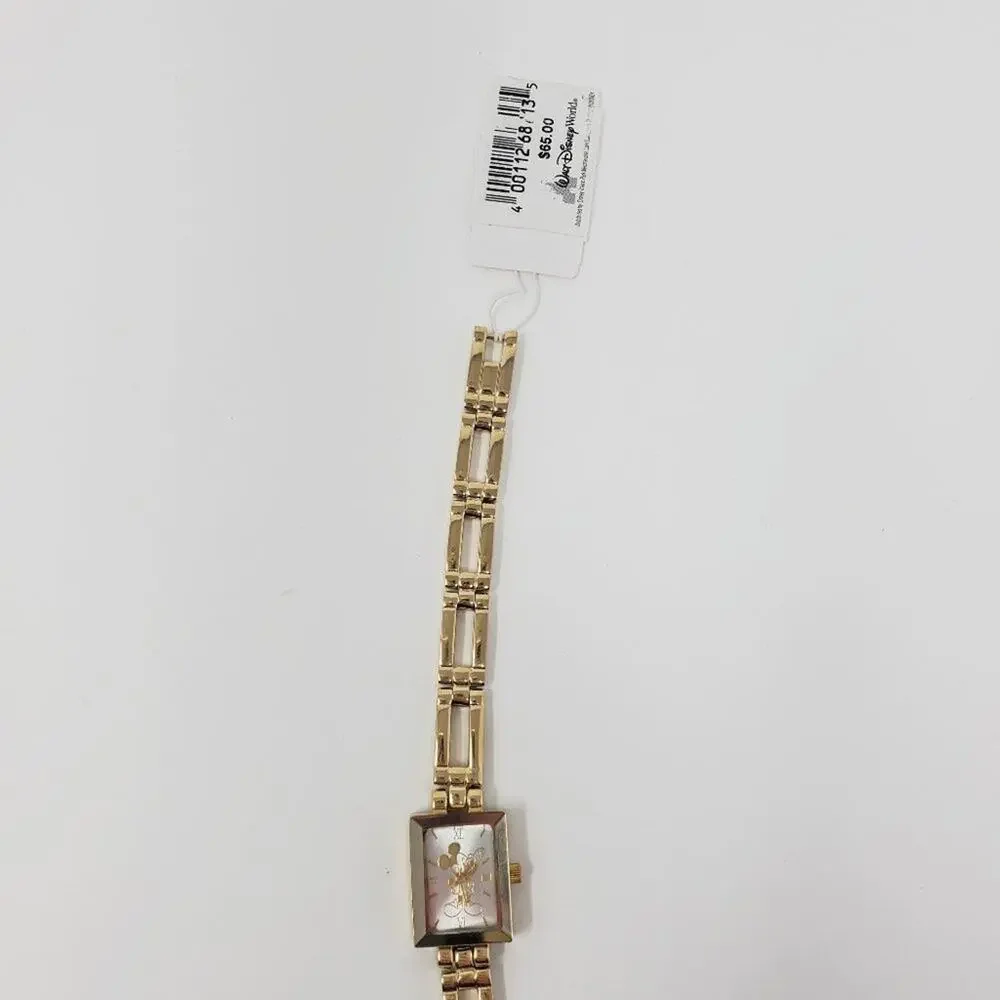 Disney Parks Rectangle Mickey Mouse Metal Band Watch NTW